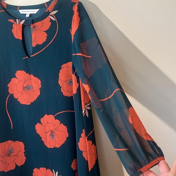 Cupcakes &‎ Cashmere Sybella Shift Dress Women XS sheer long sleeve floral print - Picture 6 of 12